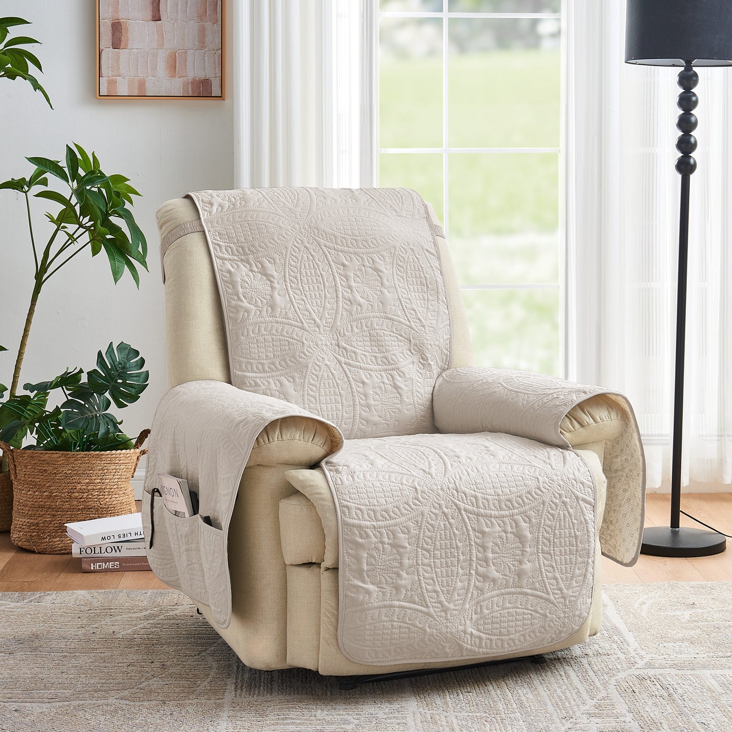 Large Beige Recliner Cover - Recliner 30inch (Beige Cream)