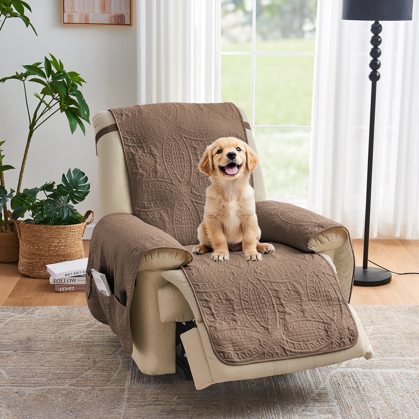 Toffee Quilted Recliner Cover - Recliner 30inch (Raw Umber)