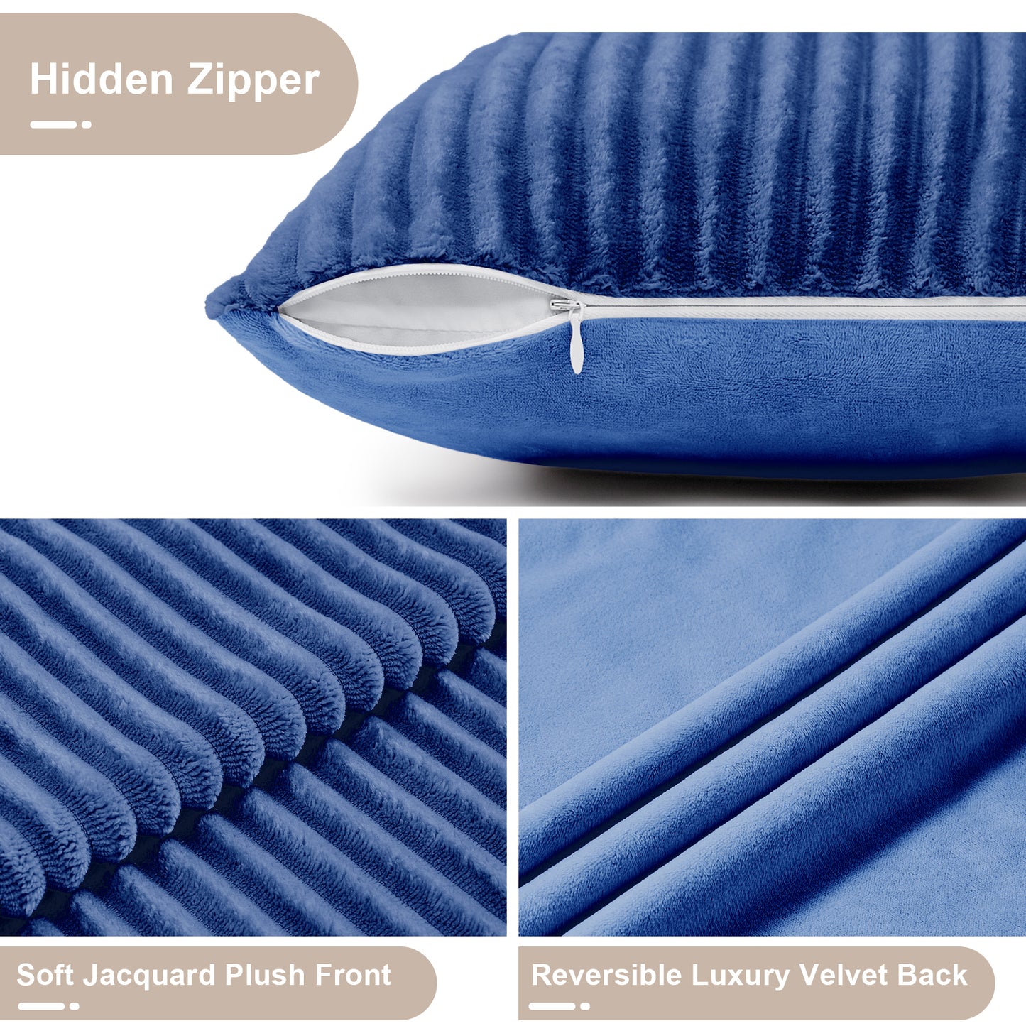 Soft Plush Body Pillow Case - 20x54inch (Set of 1, Blue)