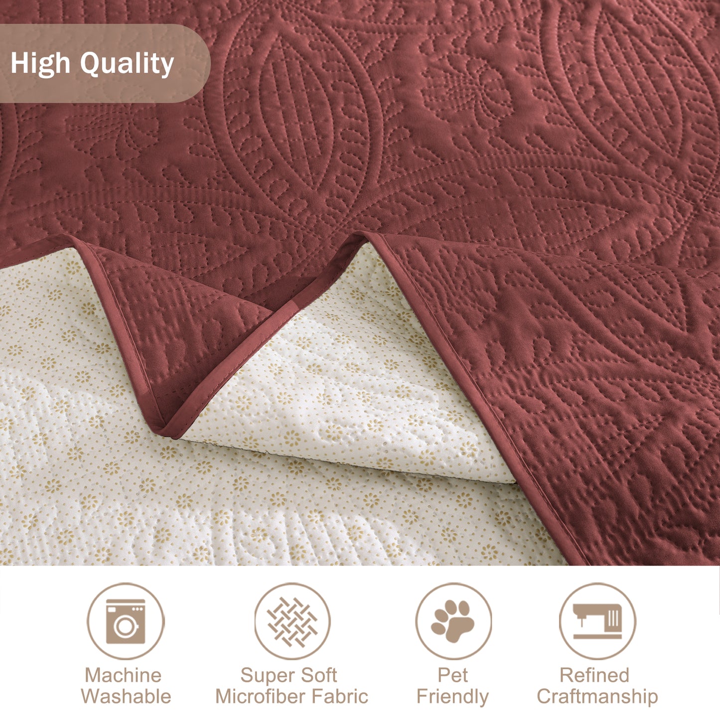 Quilted Recliner Cover - Red