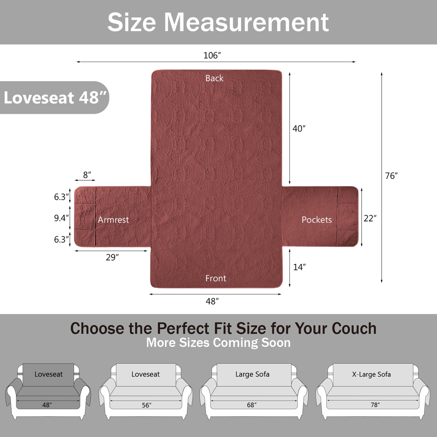 Quilted Loveseat Cover - Red