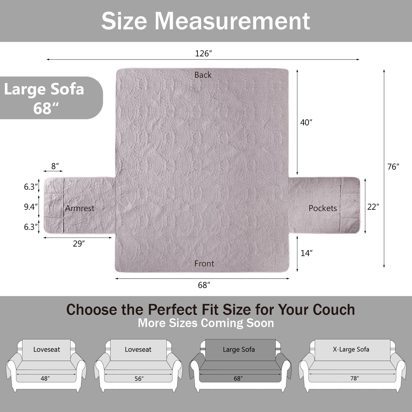 Quilted Sofa Cover - Cloud Purple