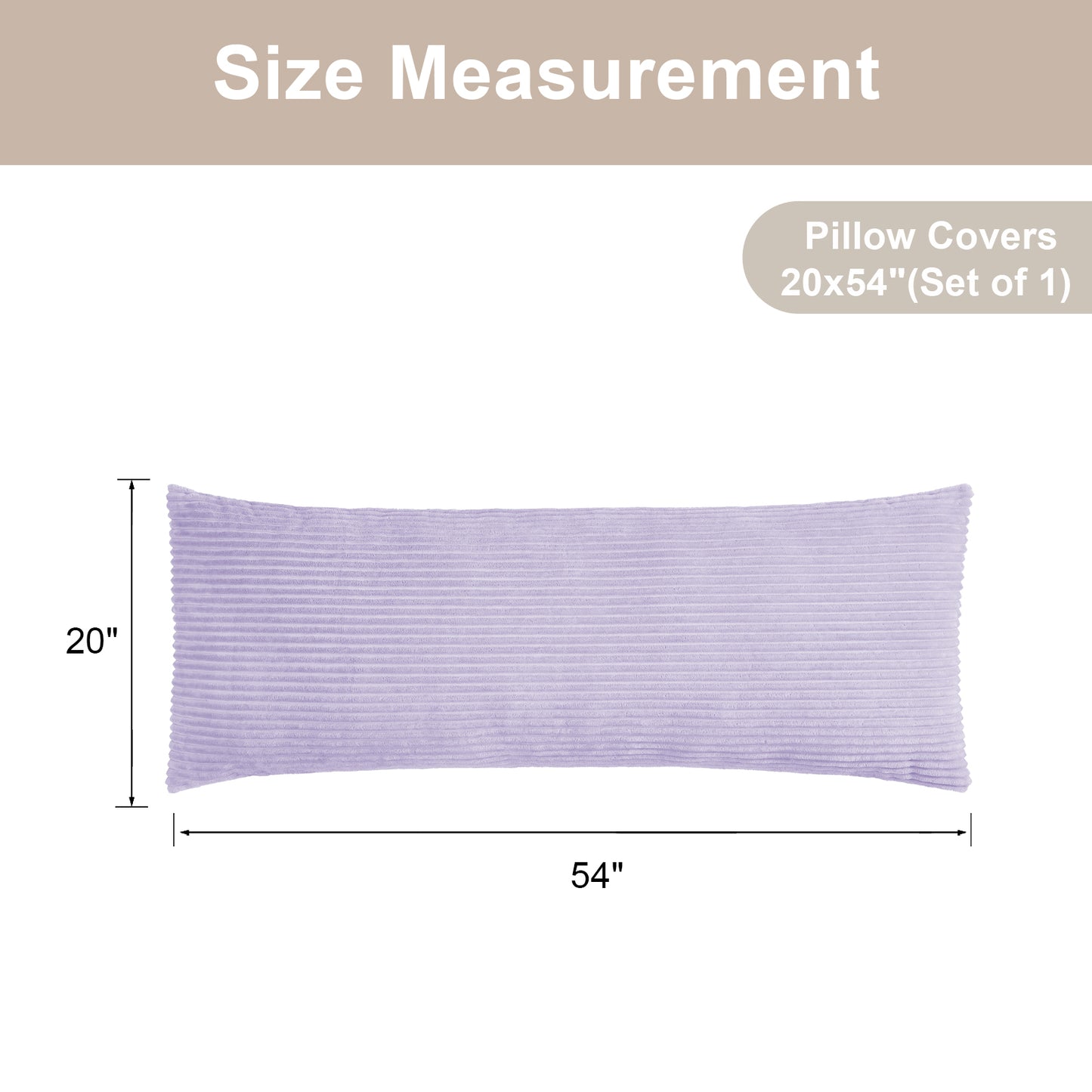 Soft Plush Body Pillow Case - 20x54inch (Set of 1, Purple)