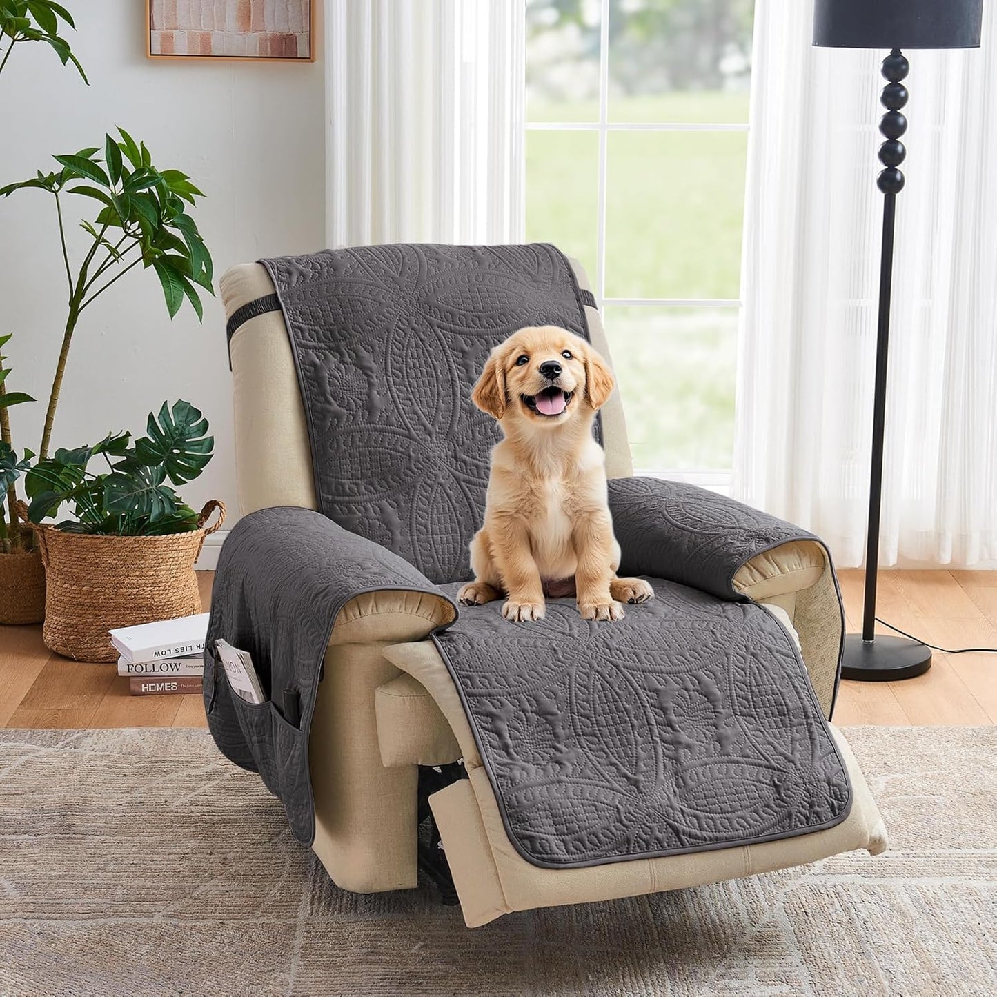 Quilted Recliner Cover - Recliner 22inch (Gray)