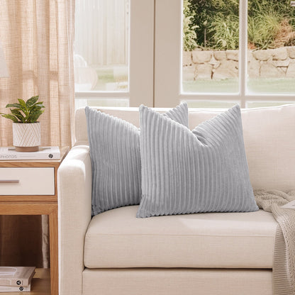 Soft Plush Throw Pillow Cover - 18x18inch (Set of 2, Gray)