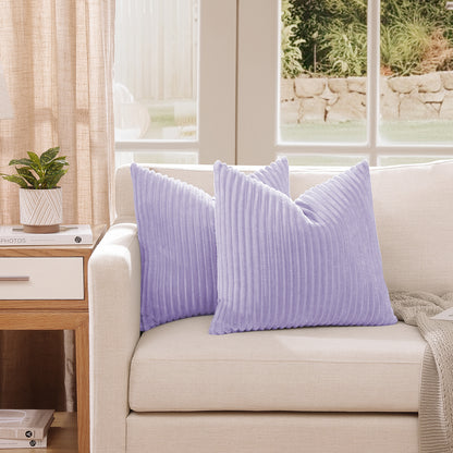 Soft Plush Throw Pillow Cover - 18x18inch (Set of 2, Purple)