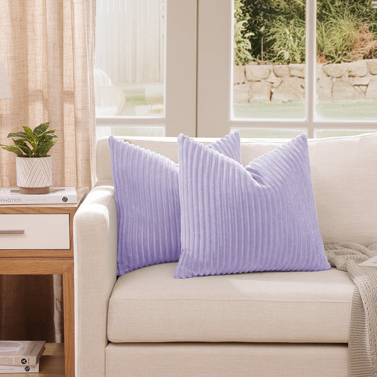 Soft Plush Throw Pillow Cover - 18x18inch (Set of 2, Purple)