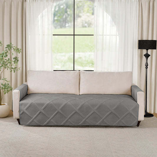 Soft Quilted Couch Seat Cover - X-Large Sofa 78inch  (Cool Gray)
