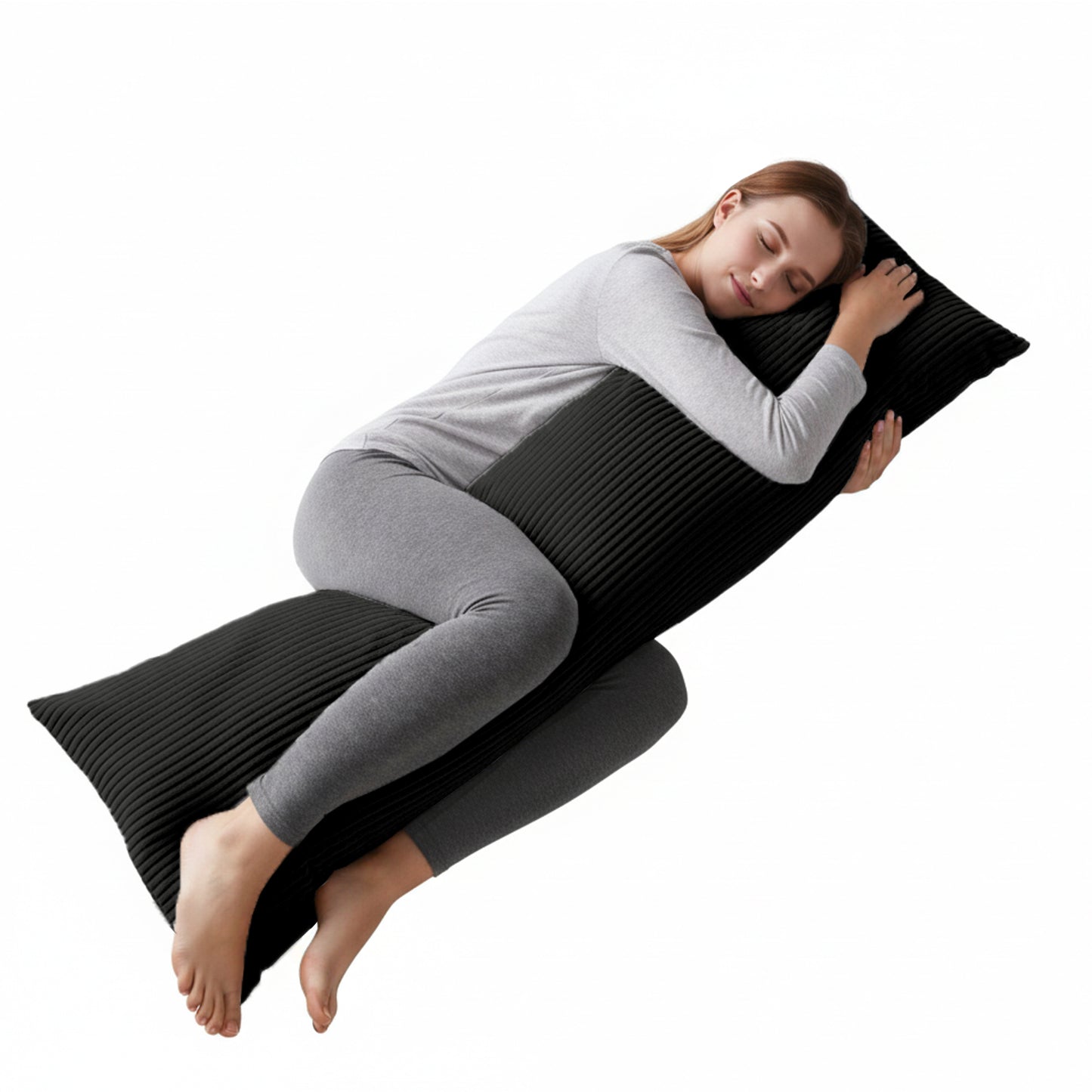 Soft Jacquard Plush Body Pillow Case - 20x54inch (Set of 1, Black)