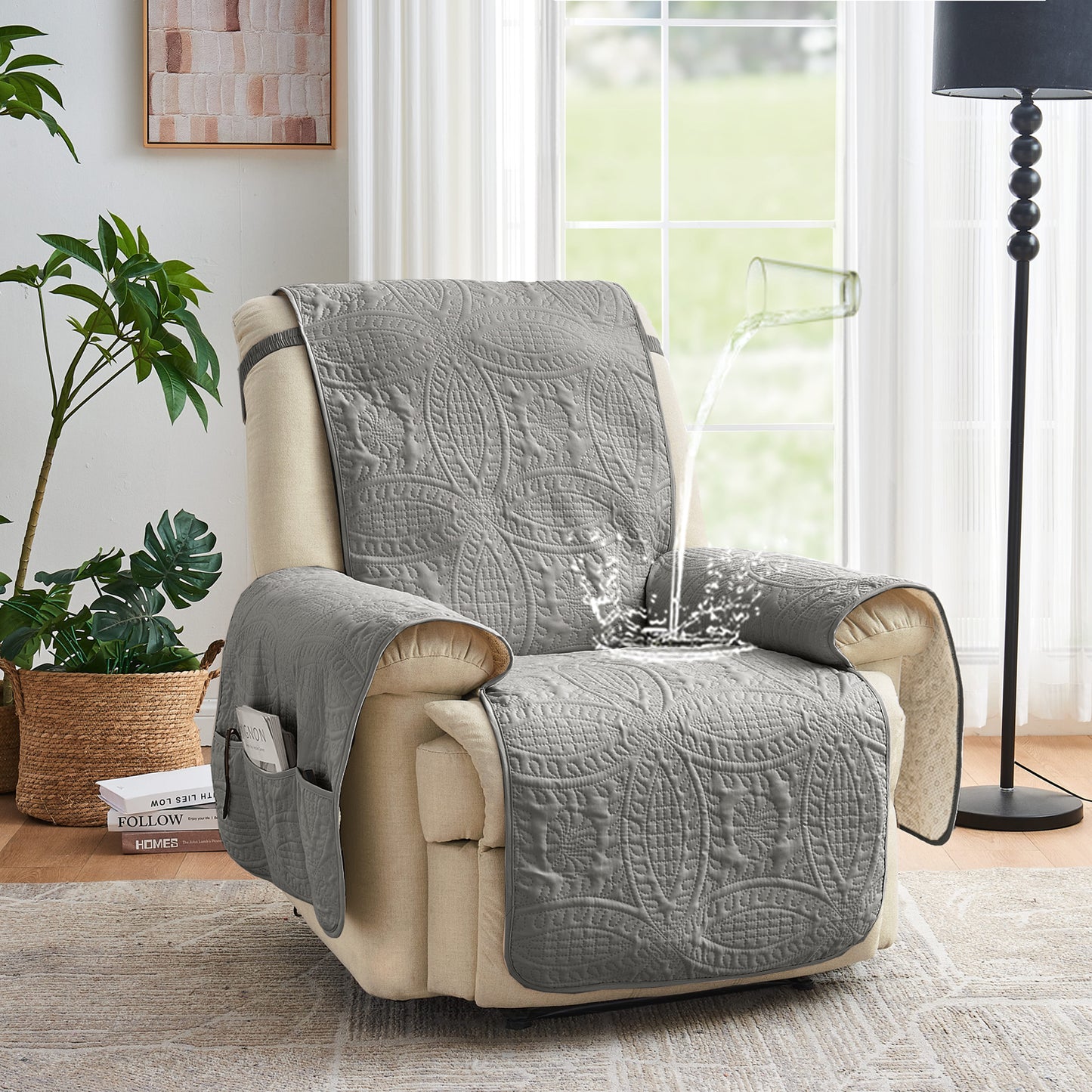 Gray Recliner Cover - Recliner 26inch  (Cool Gray)