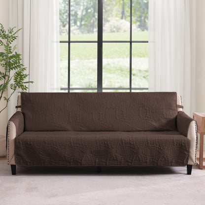 Quilted Sofa Slipcover - Large Sofa 68inch  (Chocolate)