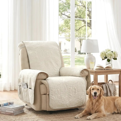 Quilted Recliner Cover - Ivory White