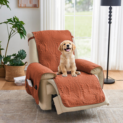 Orange Quilted Recliner Cover - Recliner 22inch  (Burnt Orange)