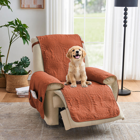 Orange Quilted Recliner Cover - Recliner 22inch  (Burnt Orange)