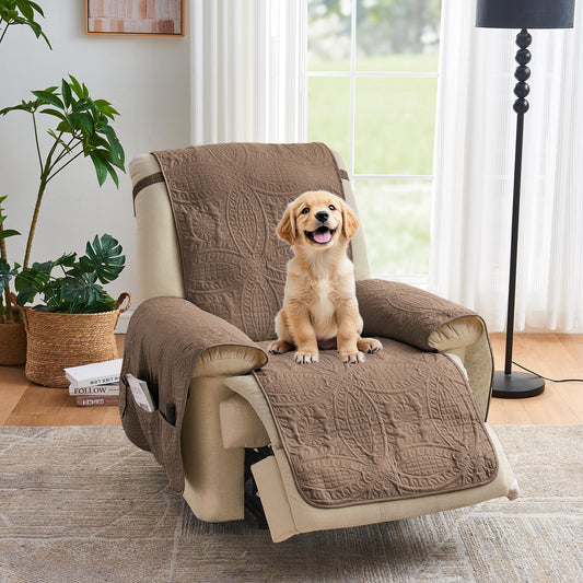 Toffee Quilted Recliner Cover - Recliner 22inch  (Raw Umber)