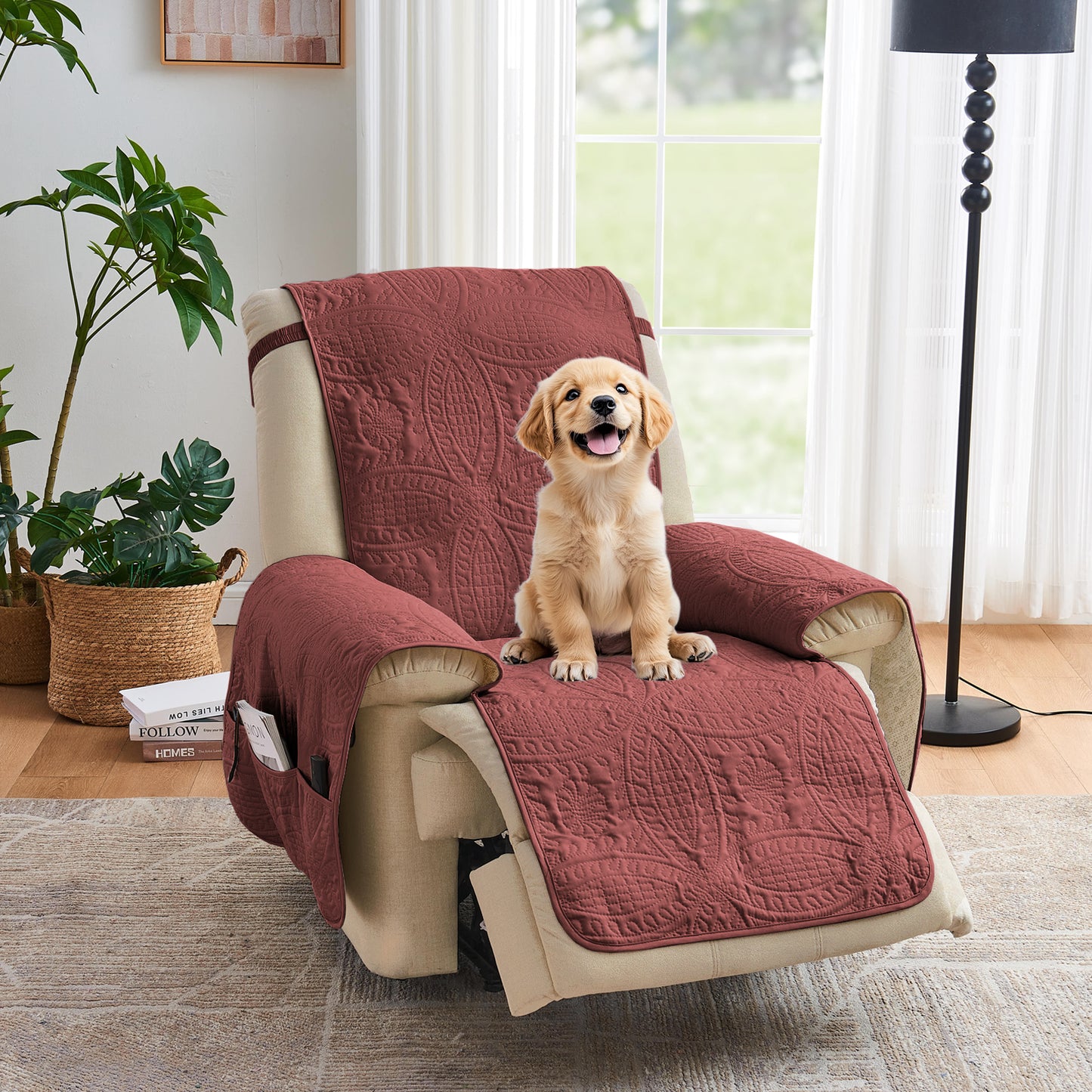 Quilted Recliner Cover - Red