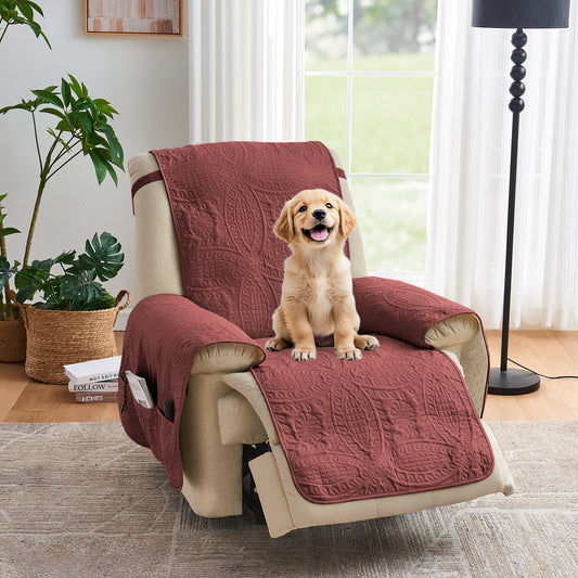 Red Quilted Recliner Cover - Recliner 22inch  (Red)