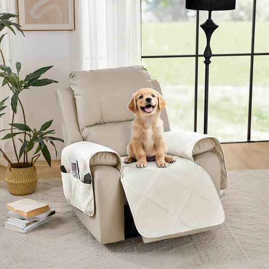 Quilted Recliner Seat Cover - Recliner 22inch  (Cream White)