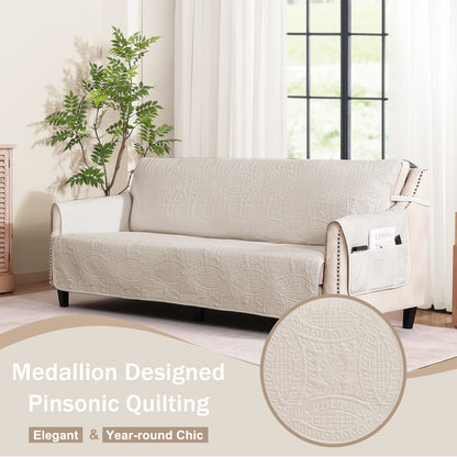 Beige Loveseat Cover - Loveseat 56inch  (Beige Cream)