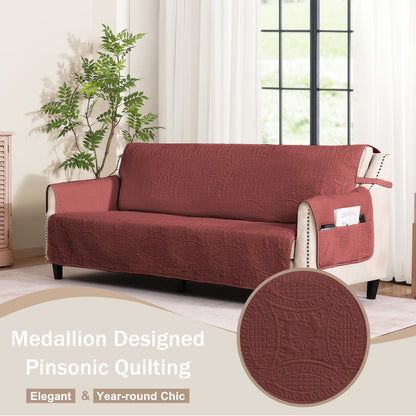 Quilted Grand Sofa Cover - Grand Sofa 88inch  (Red)