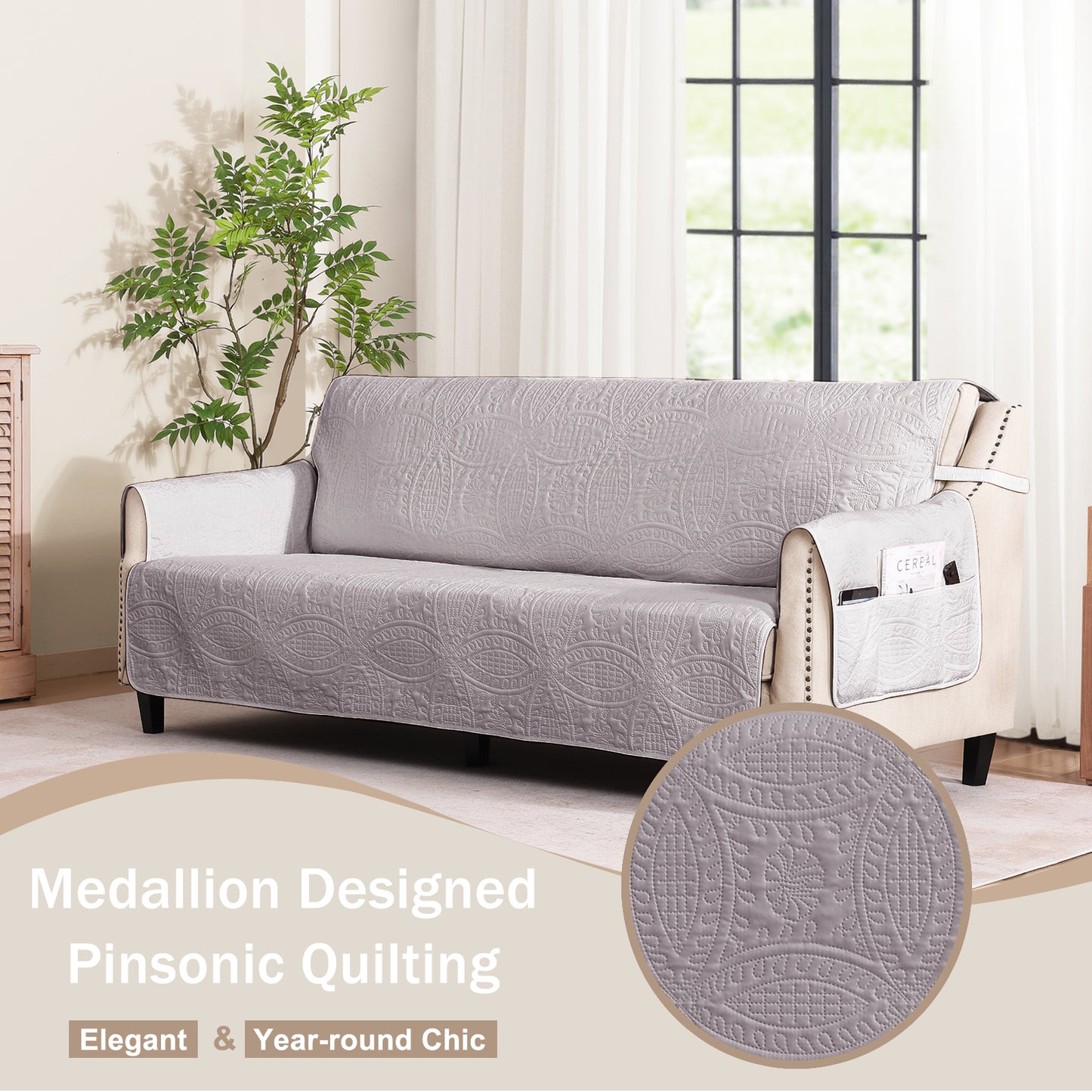 Quilted Sofa Cover - Cloud Purple