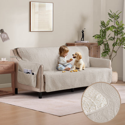 Beige Loveseat Cover - Loveseat 56inch  (Beige Cream)