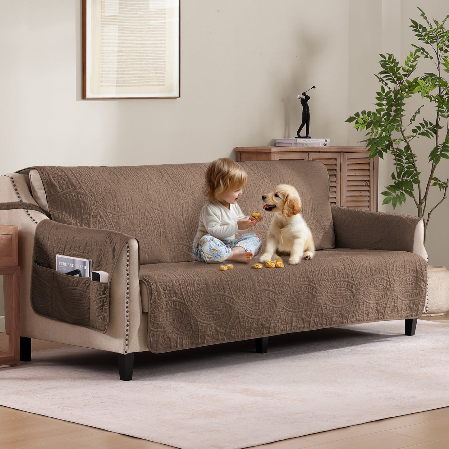 Toffee Loveseat Cover - Loveseat 56inch  (Raw Umber)