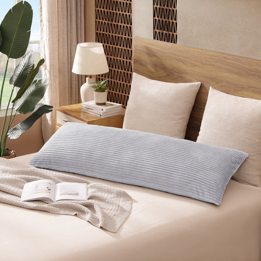 Soft Plush Body Pillow Case - 20x54inch (Set of 1, Gray)