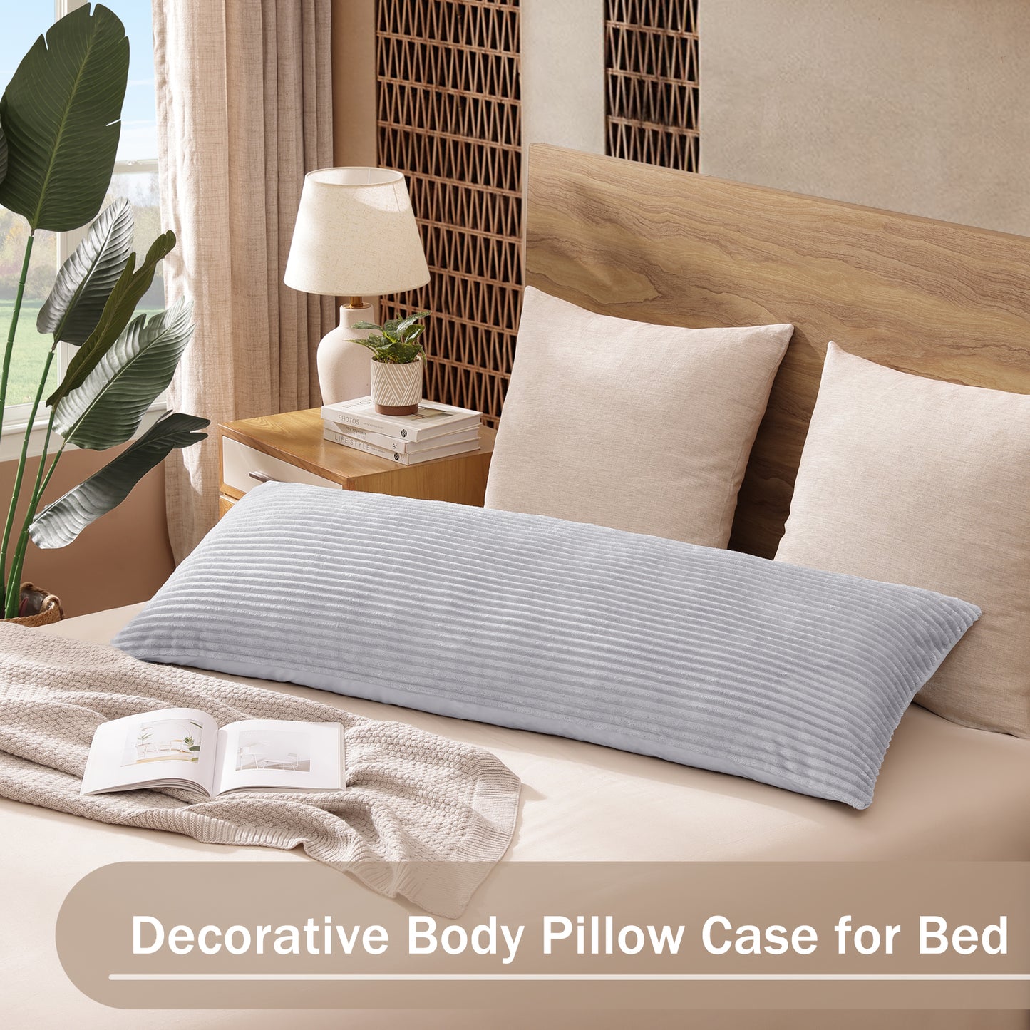 Soft Plush Body Pillow Case - 20x54inch (Set of 1, Gray)