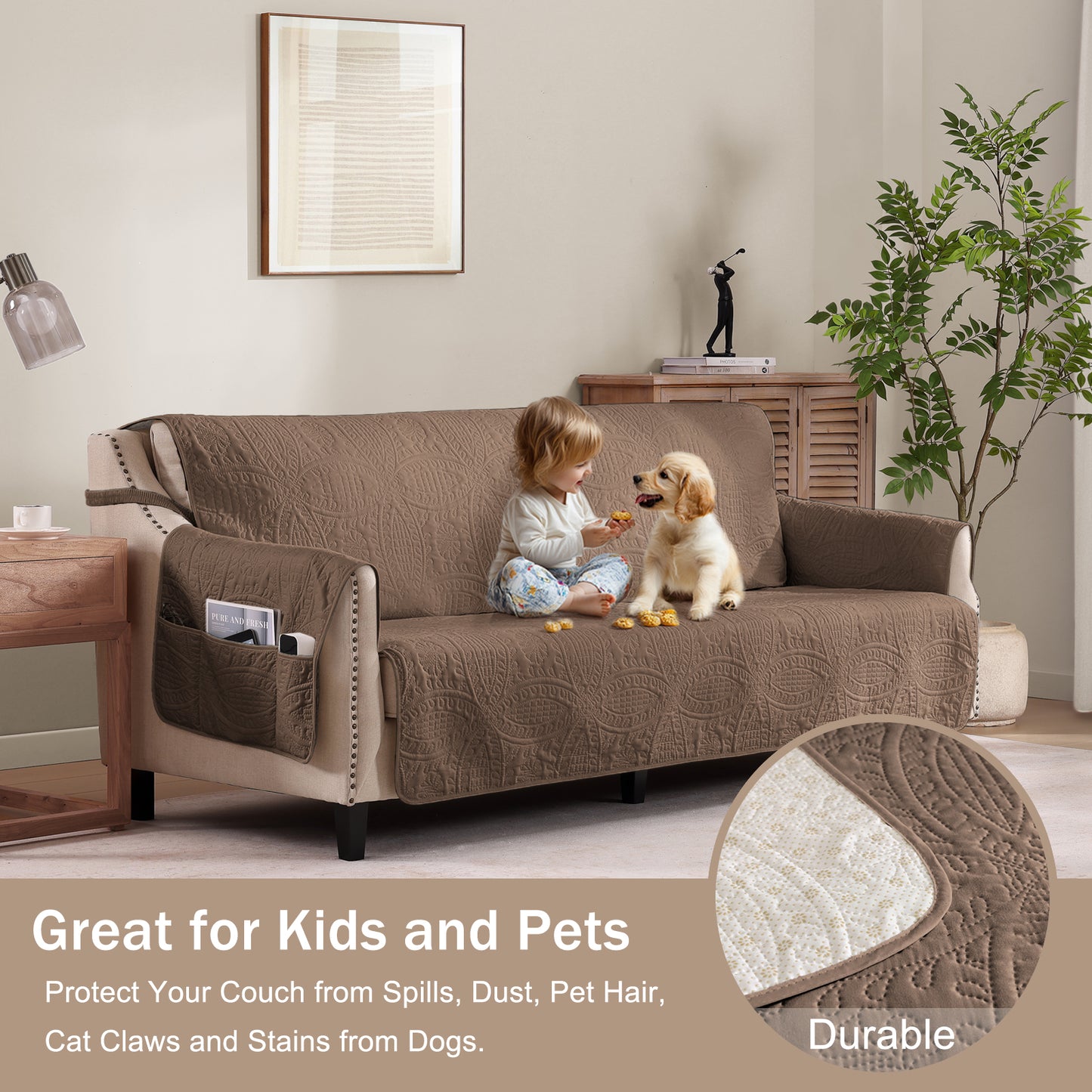 Toffee Loveseat Cover - Loveseat 56inch  (Raw Umber)