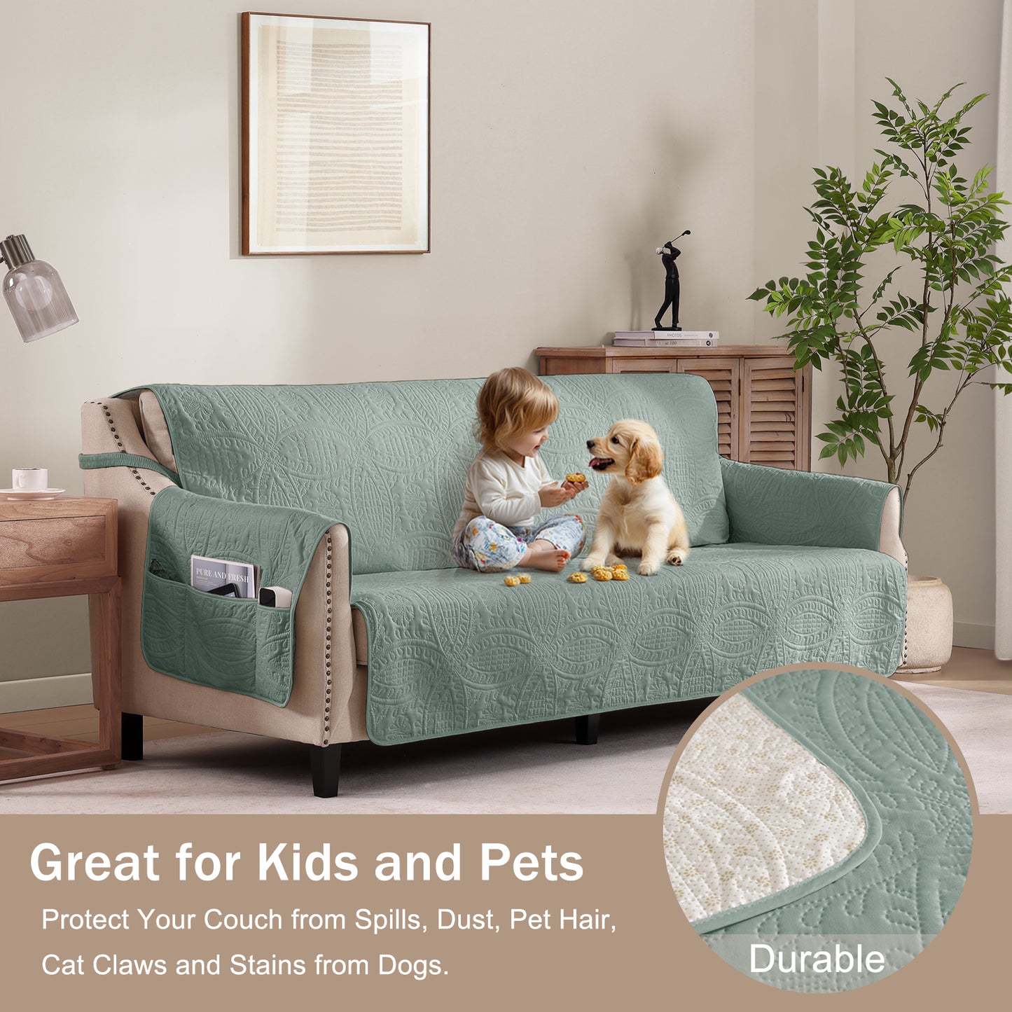 Sage Blue Loveseat Cover - Loveseat 48inch  (Sage Blue)