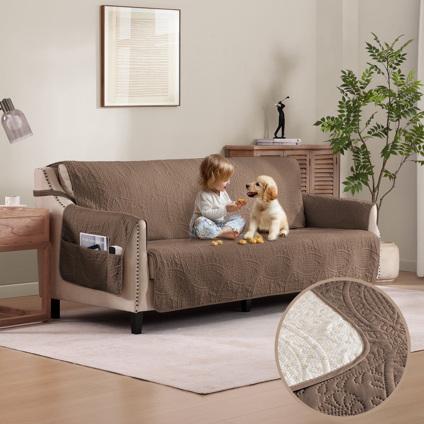 Toffee Loveseat Cover - Loveseat 56inch  (Raw Umber)
