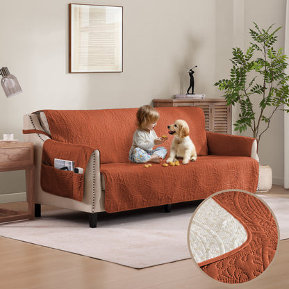 Burnt Orange Sofa Cover - Large Sofa 68inch  (Burnt Orange)