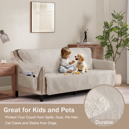 Beige Loveseat Cover - Loveseat 56inch  (Beige Cream)