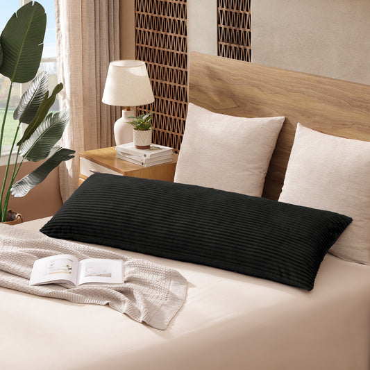 Soft Jacquard Plush Body Pillow Case - 20x54inch (Set of 1, Black)