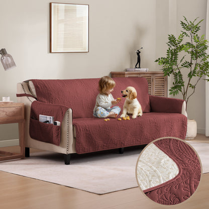Quilted Grand Sofa Cover - Grand Sofa 88inch  (Red)