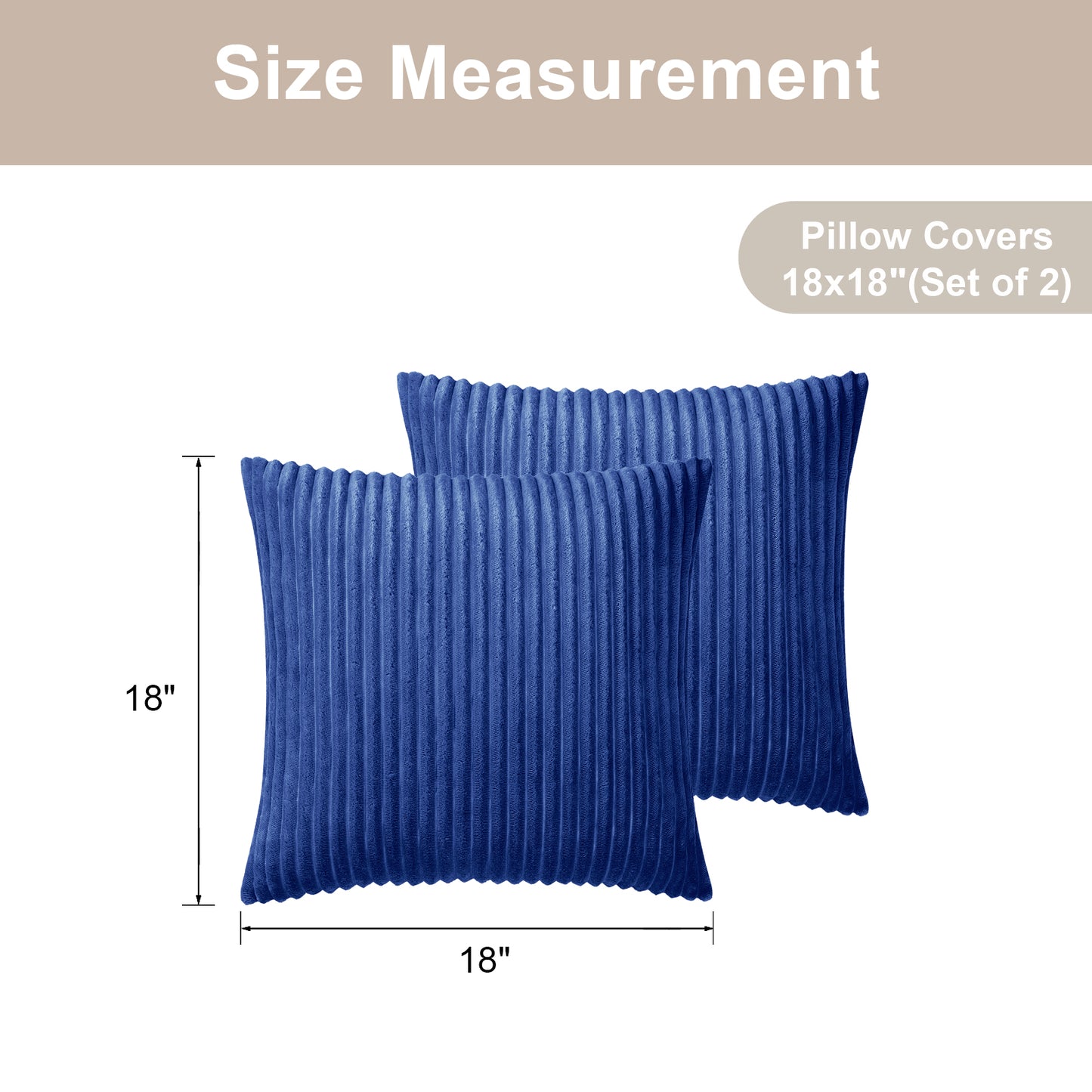Soft Jacquard Plush Throw Pillow Cover - 18x18inch (Set of 2, Blue)