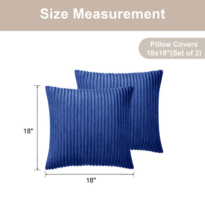 Soft Jacquard Plush Throw Pillow Cover - 18x18inch (Set of 2, Blue)