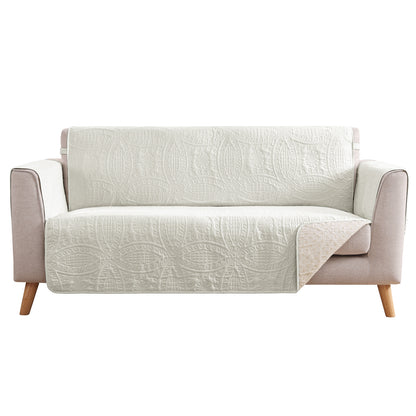 Quilted Sofa Slipcover - Large Sofa 68inch  (Ivory White)