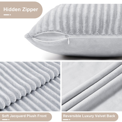 Soft Plush Throw Pillow Cover - 18x18inch (Set of 2, Gray)