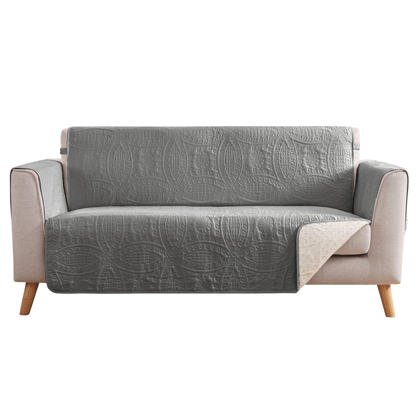 Quilted Cool Gray Sofa Slipcover - Large Sofa 68inch  (Cool Gray)