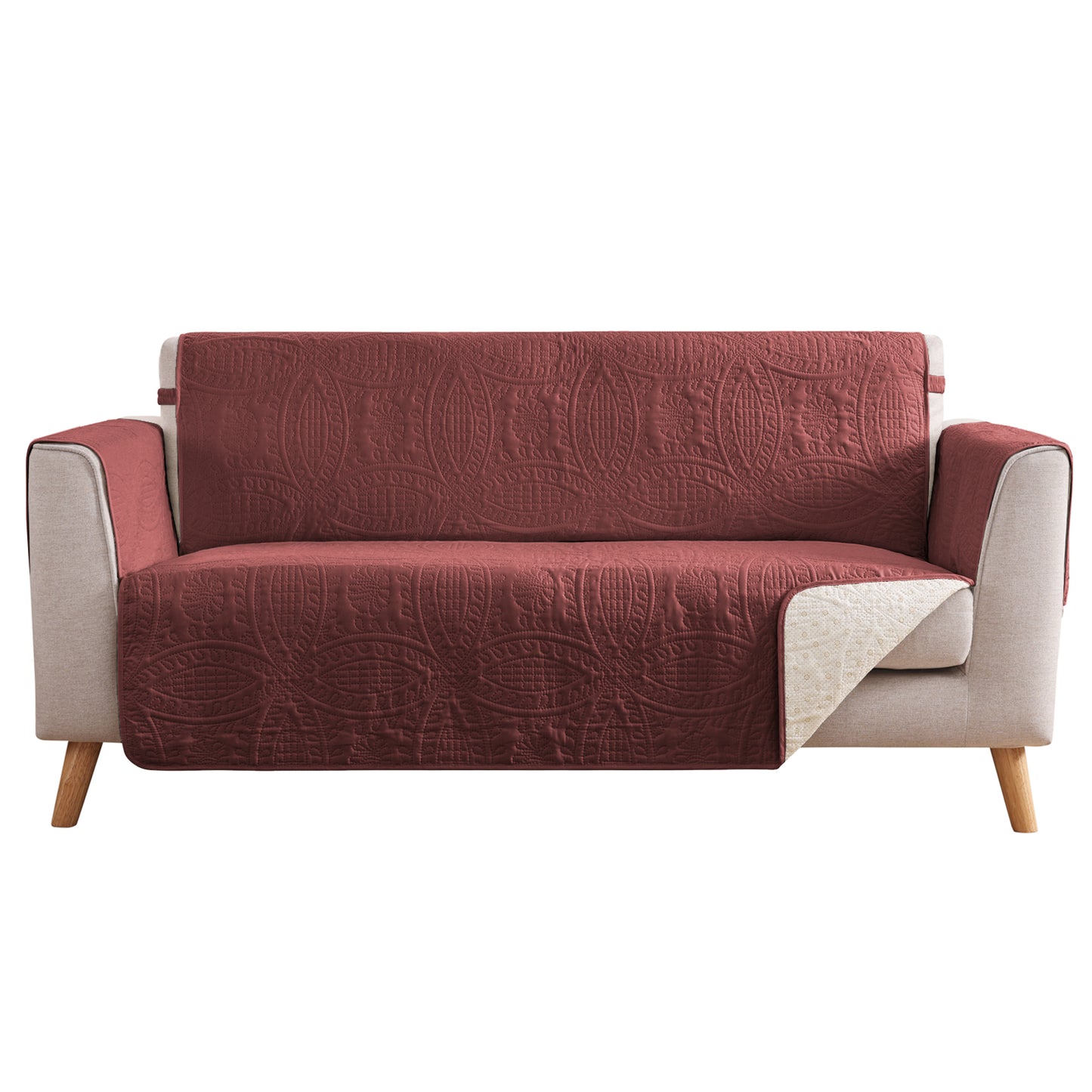 Quilted Grand Sofa Cover - Grand Sofa 88inch  (Red)