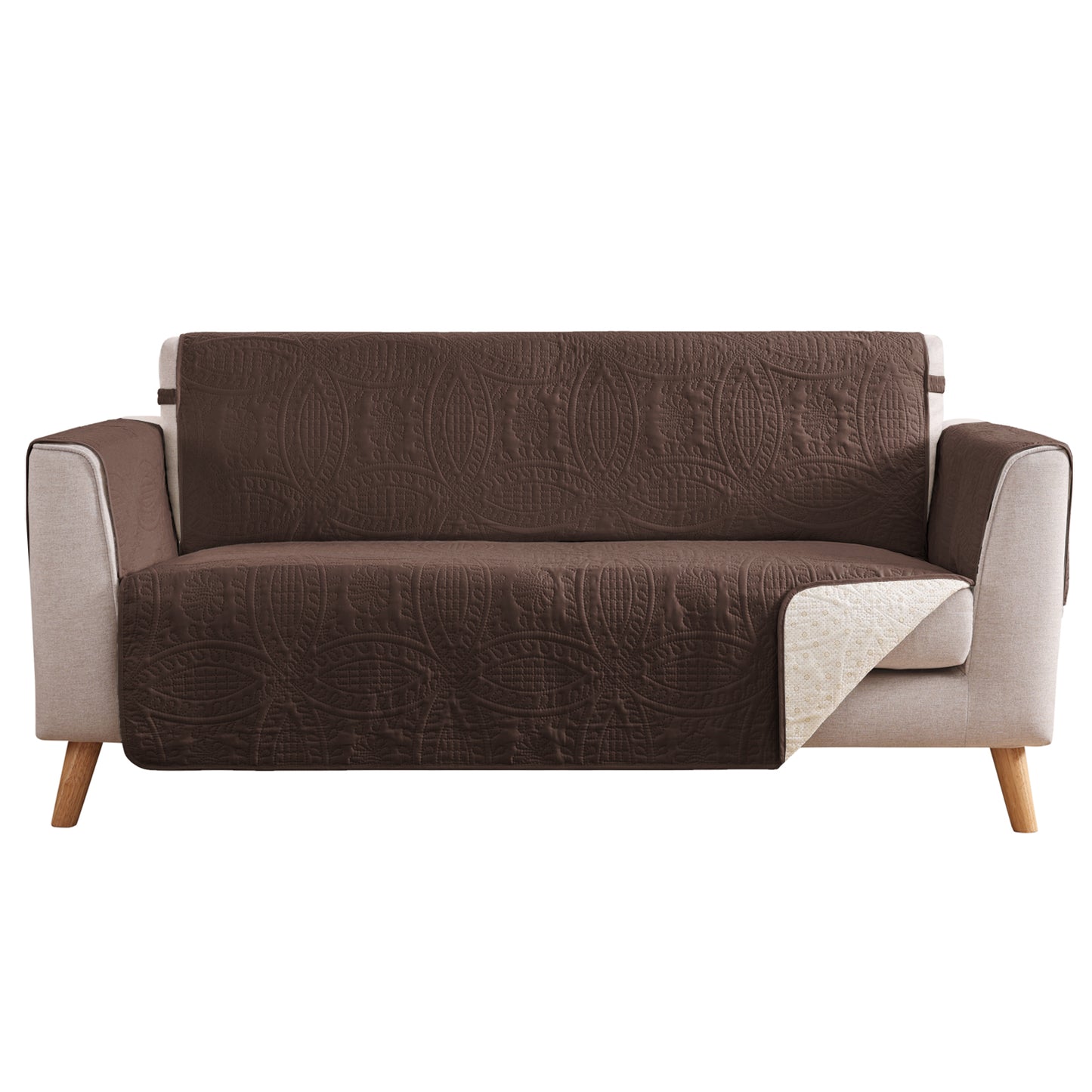 Quilted Sofa Slipcover - Large Sofa 68inch  (Chocolate)