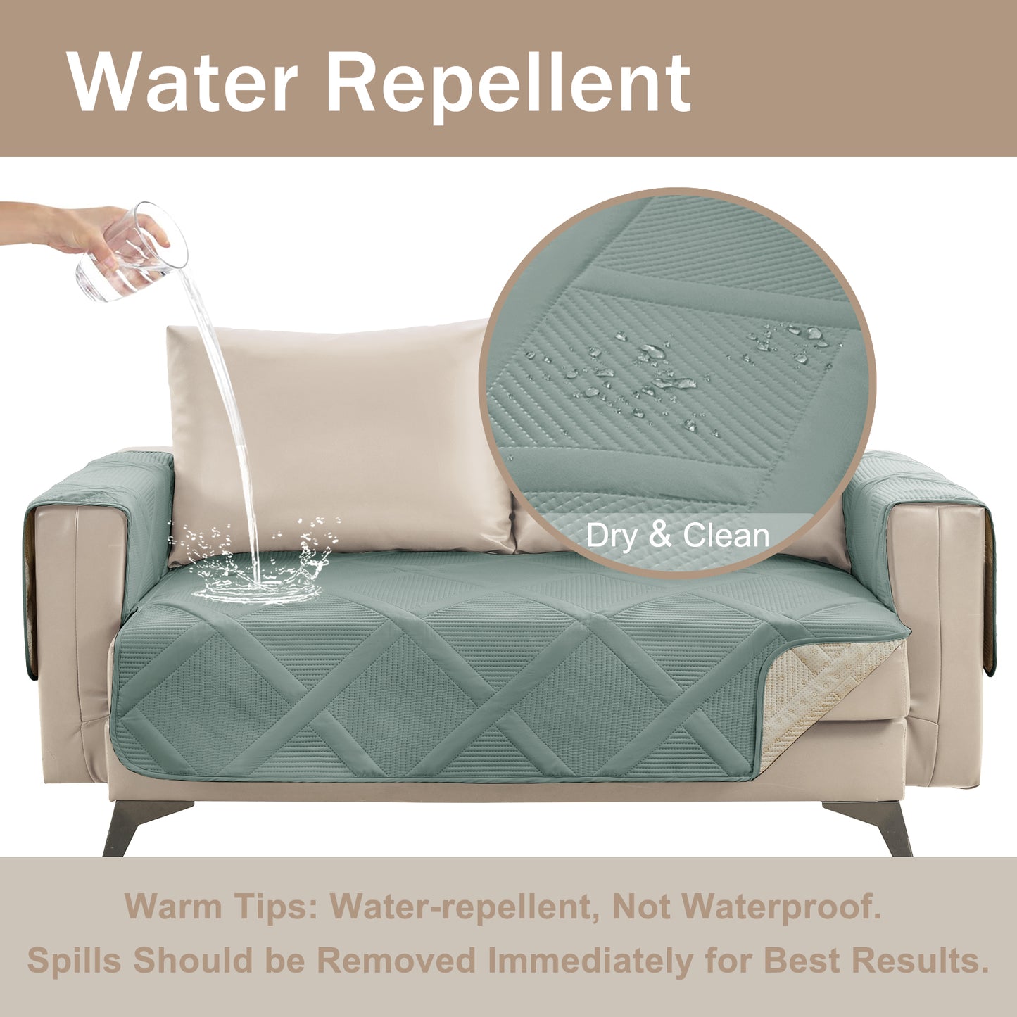 Backless Couch Cover for Dogs - Large Sofa 68inch  (Sage Green)