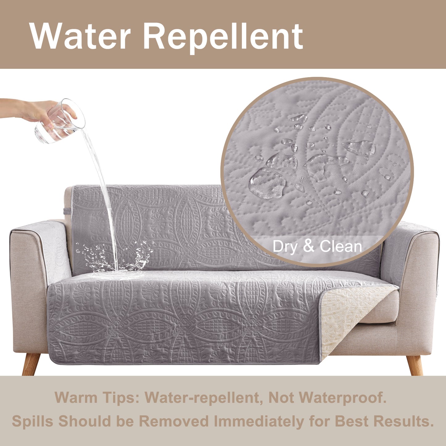 Quilted Sofa Cover - Cloud Purple