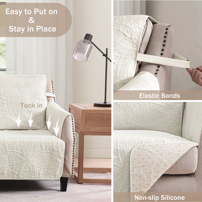 Quilted Recliner Cover - Ivory White