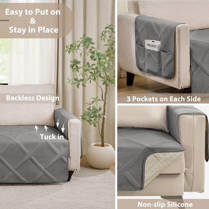 Backless Recliner Chair Cover - Recliner 22inch  (Cool Gray)
