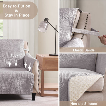 Quilted Sofa Cover - Cloud Purple