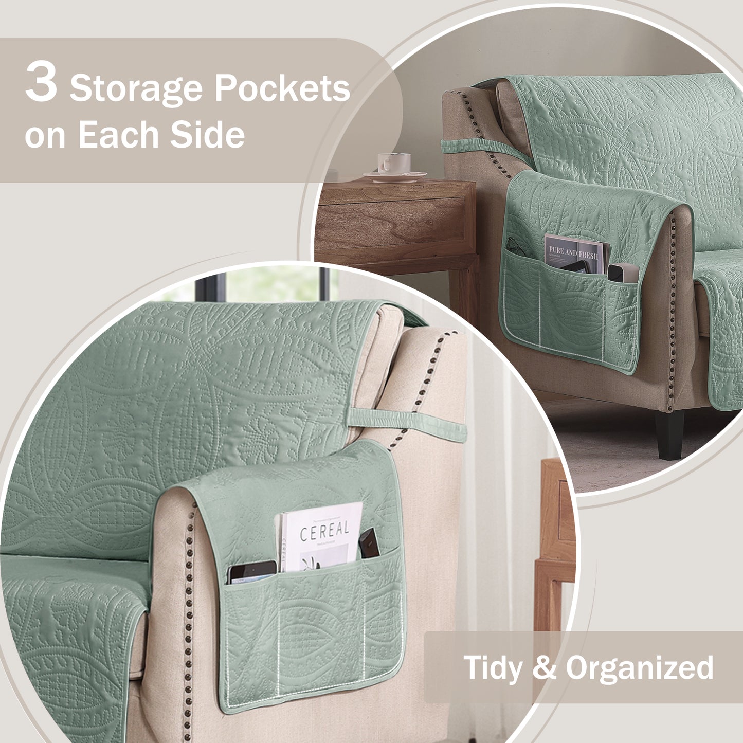 Sage Blue Loveseat Cover - Loveseat 48inch  (Sage Blue)