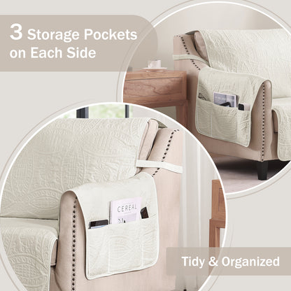 Quilted Recliner Cover - Ivory White